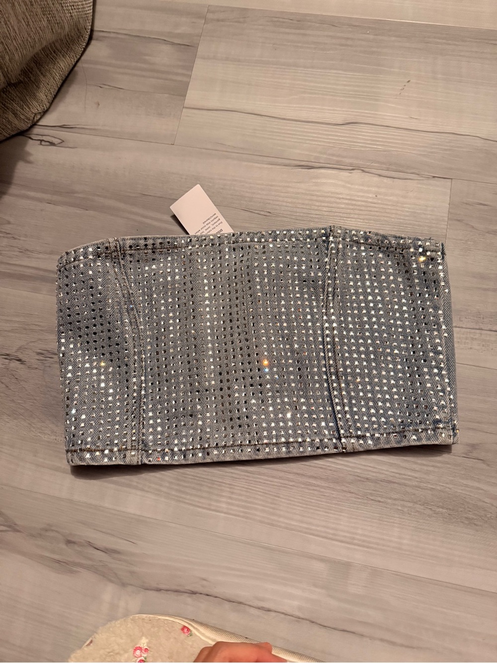 Nasty Gal Light Wash Denim gemstone top